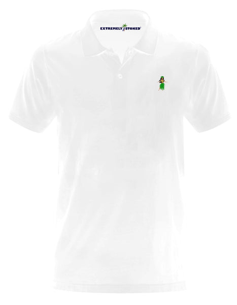 Coming Soon! Extremely Stoked Embroidered Hula Girl Bamboo Polo Shirt - Extremely Stoked