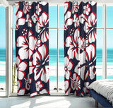 Surfer Red, White and Navy Blue Hawaiian Flowers Sheet Set Surfer Bedding™️ Large Scale - Extremely Stoked