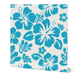 aqua blue hawaiian hibiscus flowers wallpaper