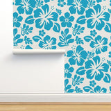 aqua blue hawaiian hibiscus flowers wallpaper