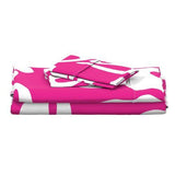 White Hawaiian Flowers on Surfer Girl Pink Sheet Set from Surfer Bedding™️ Large Scale - Extremely Stoked