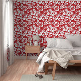 Red and White Hawaiian Hibiscus Flowers Wallpaper