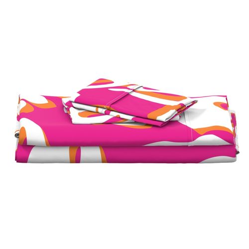 Surfer Girl Pink Juicy Orange And White Hawaiian Flowers Sheet Set Fr