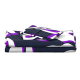 Navy Blue, White and Purple Hawaiian Flowers Sheet Set from Surfer Bedding™️ Large Scale - Extremely Stoked