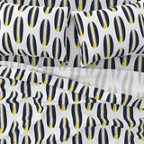 Navy Blue, White and Yellow Classic Surfboards Sheet Set from Surfer Bedding™️ Large Scale - Extremely Stoked