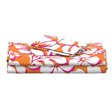 Juicy Orange, White and Surfer Girl Pink Hawaiian and Hibiscus Flowers Sheet Set from Surfer Bedding™️ Medium Scale - Extremely Stoked