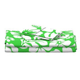 White Hawaiian Flowers on Bright Lime Green Sheet Set from Surfer Bedding™️ Medium Scale - Extremely Stoked
