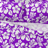 Purple and White Hawaiian Flowers Sheet Set from Surfer Bedding™️ Medium Scale - Extremely Stoked