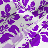 Purple Hawaiian Flowers on White Sheet Set from Surfer Bedding™️ Medium Scale - Extremely Stoked