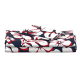 Surfer Red, White and Navy Blue Hawaiian Flowers Sheet Set Surfer Bedding™️ Medium Scale - Extremely Stoked