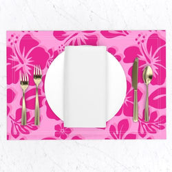 Soft Pinks on Hot Pink Hawaiian Flowers Placemats - Extremely Stoked