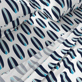 Ocean Blues Classic Surfboards Sheet Set - Medium Scale - Extremely Stoked® Eco Luxe Surfer Bedding
