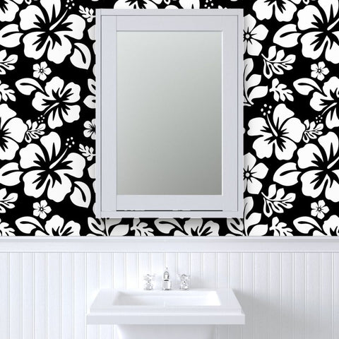 White Hawaiian Hibiscus Flowers on Black Wallpaper - Extremely Stoked
