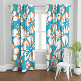 Aqua Blue, Orange and White Hawaiian Flowers Sheet Set from Surfer Beddingā¢ļø Large Scale - Extremely Stoked