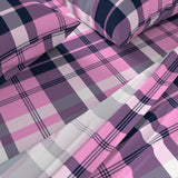 Navy Blue and Pink Preppy Surfer Plaid Sheet Set- Extremely Stoked® Eco Luxe Beach Bedding
