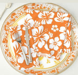 Orange and White Hawaiian Flowers Dinner Napkins - Extremely Stoked