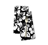 Black and White Hawaiian Flowers Dinner Napkins - Extremely Stoked