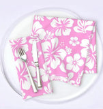Pink and White Hawaiian Flowers Dinner Napkins - Extremely Stoked