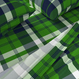 Navy Blue and Fresh Green Preppy Surfer Plaid Sheet Set - Extremely Stoked® Eco Luxe Beach Bedding