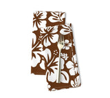 Brown and White Hawaiian Flowers Dinner Napkins - Extremely Stoked
