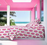 Surfer Girl Pink, White and Yellow Classic Surfboards Sheet Set from Surfer Bedding™️ Medium Scale - Extremely Stoked