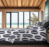 Navy Blue and Brown Classic Surfboards Sheet Set from Surfer Bedding™️ Large Scale - Extremely Stoked