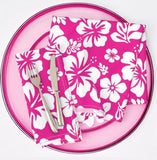 Hot Pink and White Hawaiian Flowers Dinner Napkins - Extremely Stoked