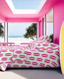 Surfer Girl Pink, White and Yellow Classic Surfboards Sheet Set from Surfer Bedding™️ Medium Scale - Extremely Stoked
