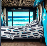 Ocean Blues Classic Surfboards Sheet Set from Surfer Bedding™️ Large Scale - Extremely Stoked