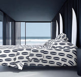 Navy Blue and Grey Classic Surfboards Sheet Set from Surfer Bedding™️ Medium Scale - Extremely Stoked