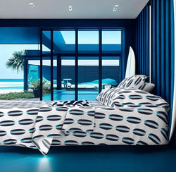 Ocean Blues Classic Surfboards Sheet Set from Surfer Bedding™️ Medium Scale - Extremely Stoked