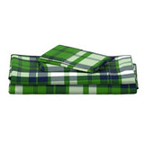 Navy Blue and Fresh Green Preppy Surfer Plaid Sheet Set - Extremely Stoked® Eco Luxe Beach Bedding