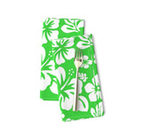 Lime Green and White Hawaiian Flowers Dinner Napkins - Extremely Stoked