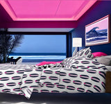 Navy Blue, White and Surfer Girl Pink Classic Surfboards Sheet Set from Surfer Bedding™️ Medium Scale - Extremely Stoked