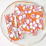 Orange, White and Hot Pink Hawaiian Flowers Dinner Napkins - Extremely Stoked
