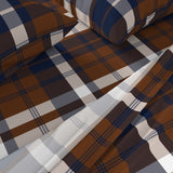Navy Blue and Brown Preppy Surfer Plaid Sheet Set - Extremely Stoked® Eco Luxe Beach Bedding