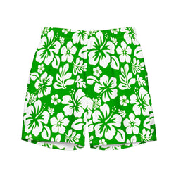 Fresh Green and White Hawaiian Flowers Men's Swimsuit - Extremely Stoked