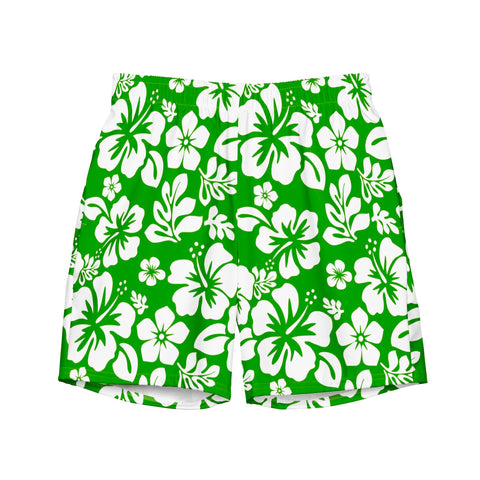 Fresh Green and White Hawaiian Flowers Men's Swimsuit - Extremely Stoked