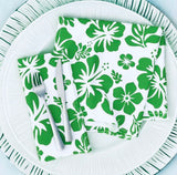 Fresh Green and White Hawaiian Flowers Dinner Napkins - Extremely Stoked