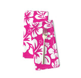 Hot Pink and White Hawaiian Flowers Dinner Napkins - Extremely Stoked