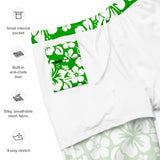 Fresh Green and White Hawaiian Flowers Men's Swimsuit - Extremely Stoked