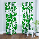 Fresh Green Hawaiian Flowers on White Sheet Set from Surfer Bedding™️ Large Scale - Extremely Stoked