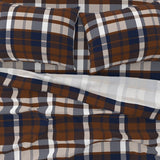 Navy Blue and Brown Preppy Surfer Plaid Sheet Set - Extremely Stoked® Eco Luxe Beach Bedding