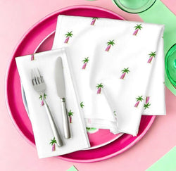 Palm Tree with Pink Surfboard Dinner Napkins - Extremely Stoked