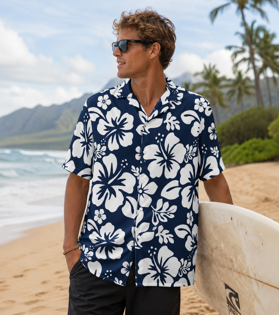 Navy Blue Hawaiian Aloha Shirt – Eco Apparel by Extremely Stoked®