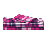Navy Blue and Hot Pink Preppy Surfer Plaid Sheet Set - Extremely Stoked® Eco Luxe Beach Bedding