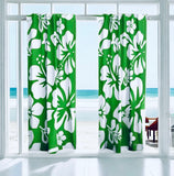 White Hawaiian Flowers on Fresh Green Sheet Set from Surfer Bedding™️ Large Scale - Extremely Stoked