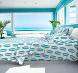 Aqua Ocean Blue and Orange Classic Surfboards Sheet Set from Surfer Bedding™️ Medium Scale - Extremely Stoked