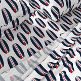 Red, White and Blue Classic Surfboards Sheet Set - Medium Scale - Extremely Stoked® Eco Luxe Surfer Bedding