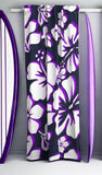 Navy Blue, White and Purple Hawaiian Flowers Sheet Set from Surfer Bedding™️ Large Scale - Extremely Stoked